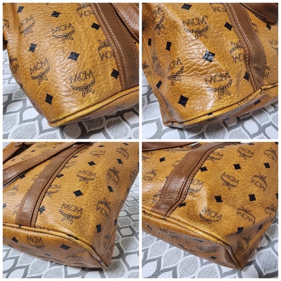 Authentic MCM Visestos Shopping Tote Bag Brown - Picture 4 of 11